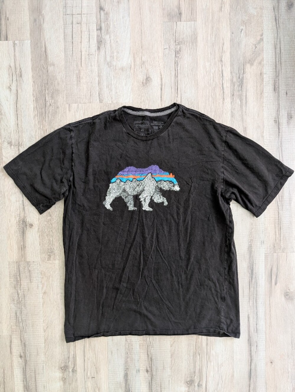 Patagonia Black Graphic Bear T-Shirt, Medium (C5)